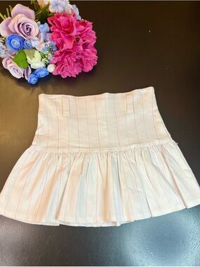 Ponny Tail Y2K 2000s White Pink Pinstripe Micro Skater Mini Skirt Sz S USA Made